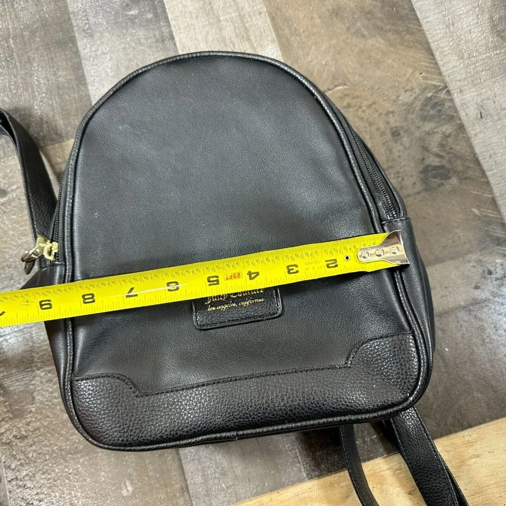 Black Faux Leather Designer Mini Backpack Juicy Couture‎